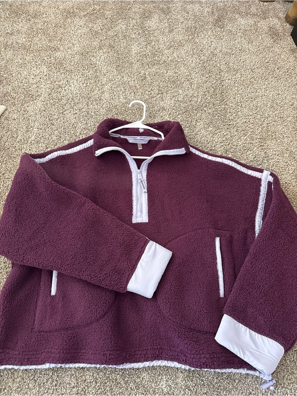 Free People Plum Sherpa Half-Zip Pullover
